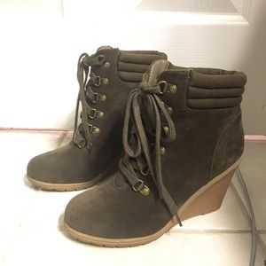 Green Wedge Booties